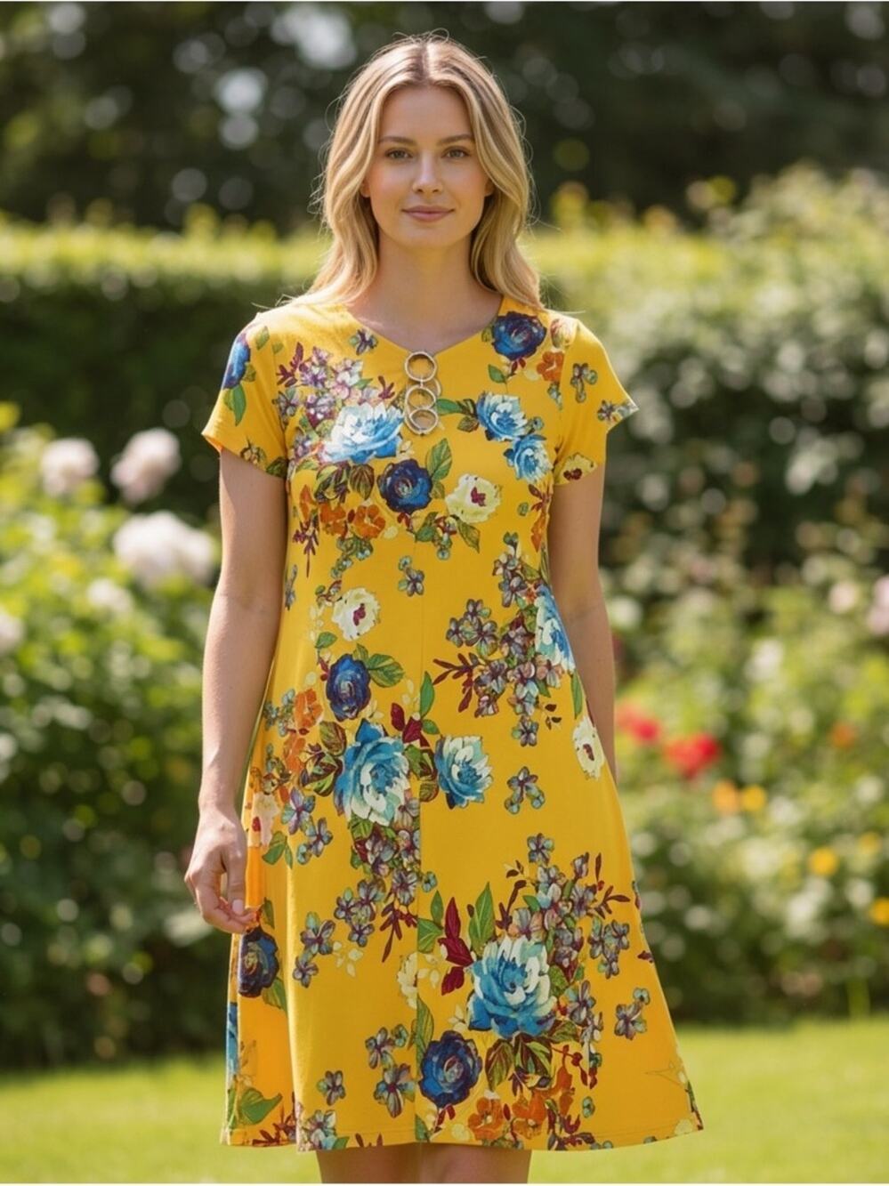 MSK Women’s Small Yellow Floral Dress